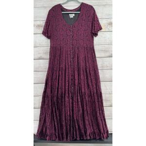 Vintage American Angel Floral Embossed Maxi Dress Women's Medium Purple